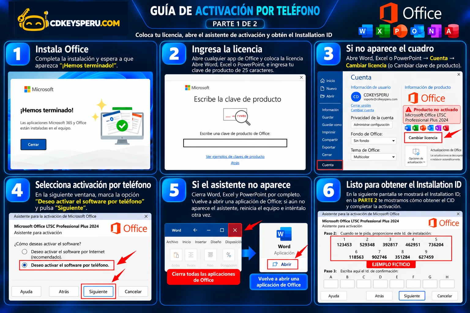 Guía de Activación Telefónica Office Parte 1 - Obtener Installation ID